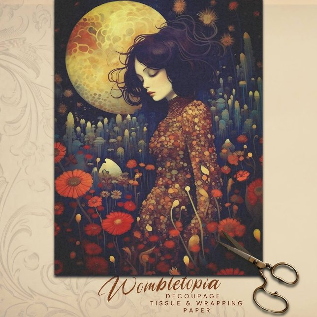 Papel De Seda Twilight Floral Fantasy Art Nouveau Retrato (Criador carregado)