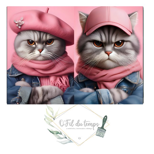 Papel De Seda Twin Cat Trouble Makers pair decoupage Paper  (Criador carregado)