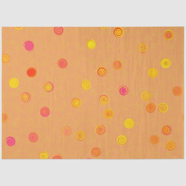 Papel De Seda Twisty Polka Dot Spirals Orange Tissue Paper (Frente )