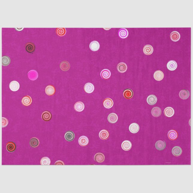 Papel De Seda Twisty Polka Dot Spirals Pink Tissue Paper (Frente )