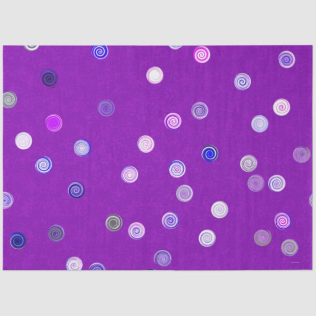 Papel De Seda Twisty Polka Dot Spirals Purple Tissue Paper (Frente )