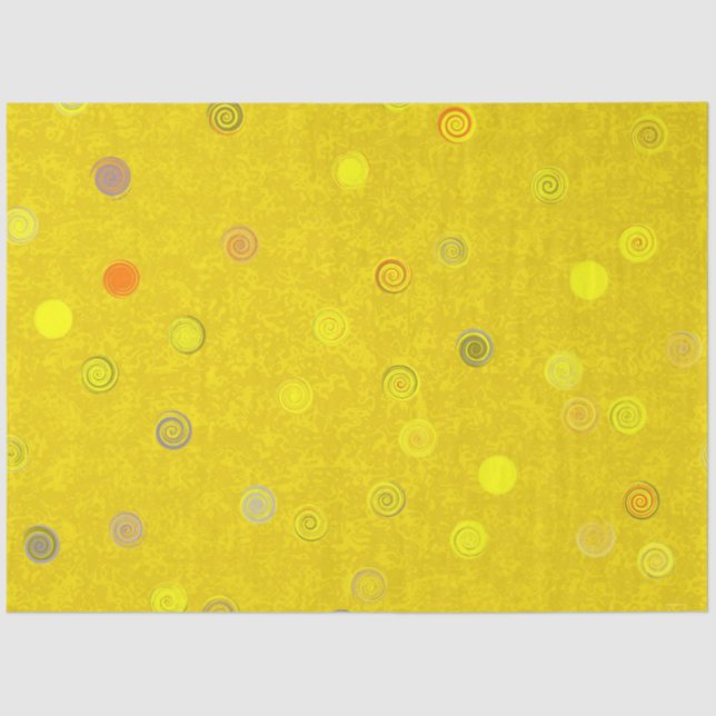 Papel De Seda Twisty Polka Dot Spirals Yellow Tissue Paper (Frente )