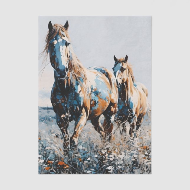 Papel De Seda Two Paint Horses decoupage  (Frente )