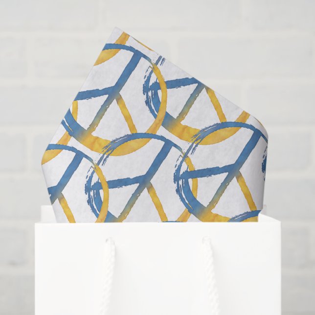 Papel De Seda Ucraniano - Símbolo PEACE Amarelo Azul da Ucrânia  (Sacola de presentes)