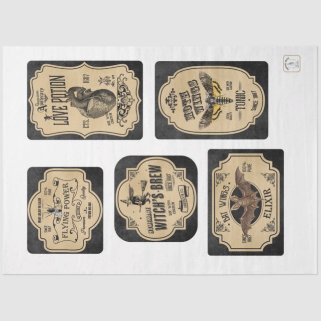 Papel De Seda Um Apothecary e Potion Label Series Design 2 (Frente )
