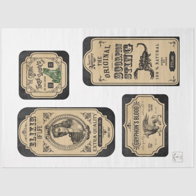 Papel De Seda Um Apothecary e Potion Label Series Design 3 (Frente )