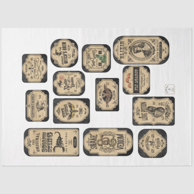 Papel De Seda Um Apothecary e Potion Label Series Design 4 (Frente )