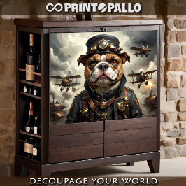 Papel De Seda Um aviador de um exército de bulldog inglês steamp