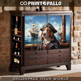 Papel De Seda Um basset hound pirata pintado de marinho com gale