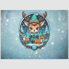 Papel De Seda Um belo estilo cartoon rener elf