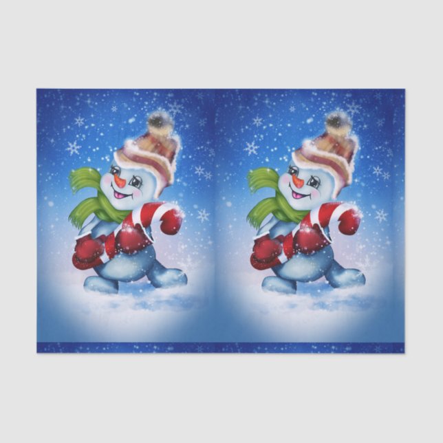 Papel De Seda Um boneco de neve festivo (Frente )