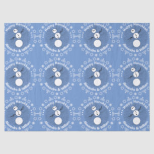 Papel De Seda Um boneco de neve preto e branco Hanukkah festivo