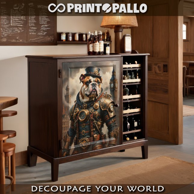 Papel De Seda Um buldogue inglês steampunk em Londres (Criador carregado)