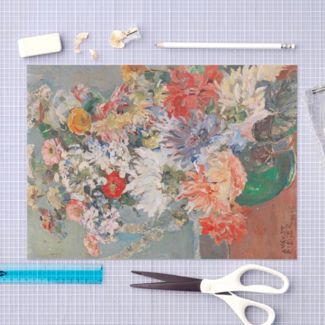 Papel De Seda Um Buquê de Flores de Verão | August Rieger (Arte )
