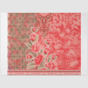 Papel De Seda um cachecol vermelho com flores