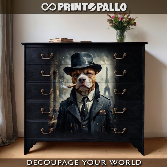 Papel De Seda Um cão beabull como detetive em Paris em 1930 (Criador carregado)
