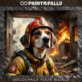 Papel De Seda Um cão Beagle corajoso atua como Bombeiro -
