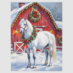 Papel De Seda Um Cavalo Branco Festivo e o Natal do Barno de inv