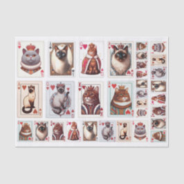 Papel De Seda Um Conjunto de Cartas de Baralho Temáticas de Gato