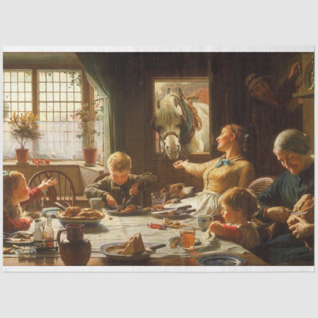 Papel De Seda Um da família (sendo um burro alimentado) (Frente )