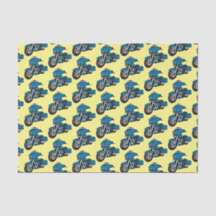 Papel De Seda Um desenho animado de moto azul e bonito
