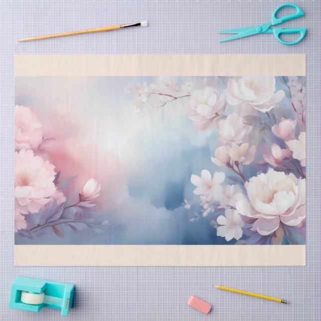 Papel De Seda Um Desenho de Flor Hazy #3 (Arte )