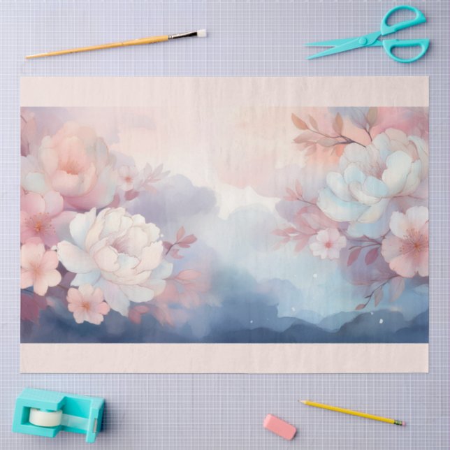 Papel De Seda Um Desenho de Flor Hazy #8 (Arte )