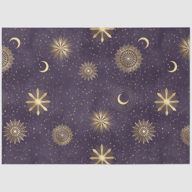 Papel De Seda Um Design 14 da Série Purple Starry Night (Frente )