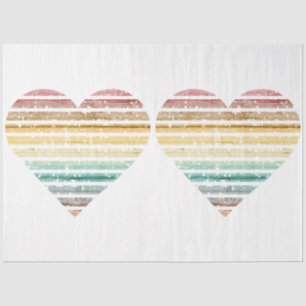 Papel De Seda Um Design 14 Vintage Rainbow Striped Heart Series