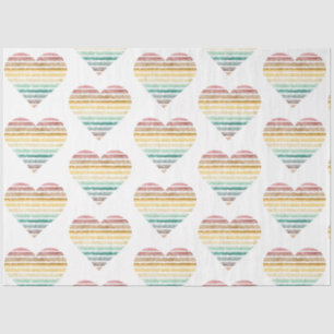 Papel De Seda Um Design 15 Vintage Rainbow Striped Heart Series