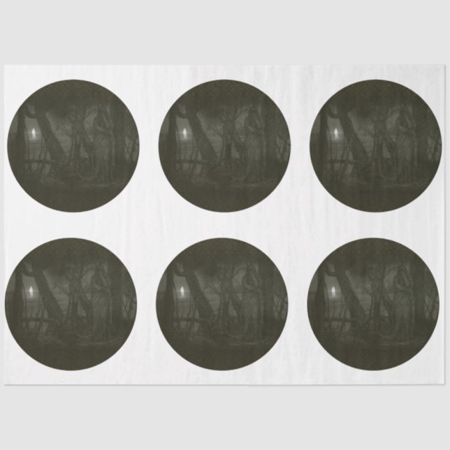 Papel De Seda Um Design 4 da série redonda de Halloween gótico (Frente )