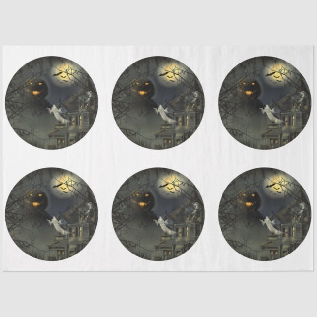 Papel De Seda Um Design 6 de Halloween Gótico redondo (Frente )