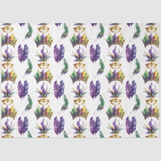 Papel De Seda Um Design 6 Mardi Gras Mascarado (Frente )