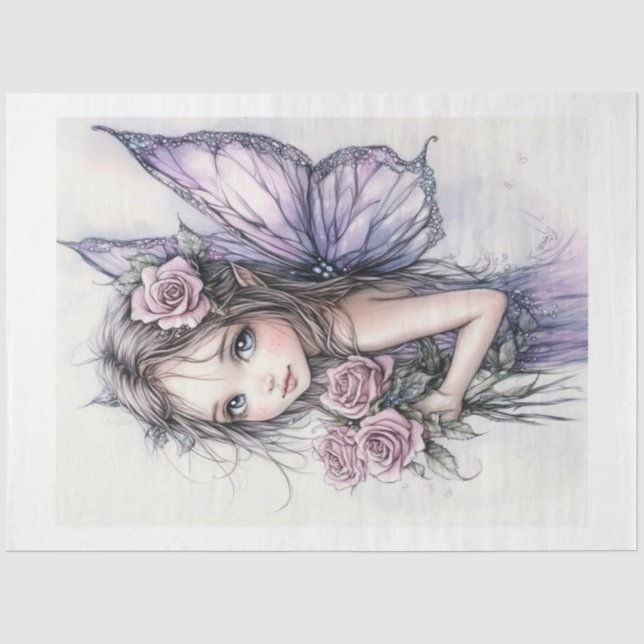 Papel De Seda Um Design da série de fadas Primavera nº 10 (Frente )