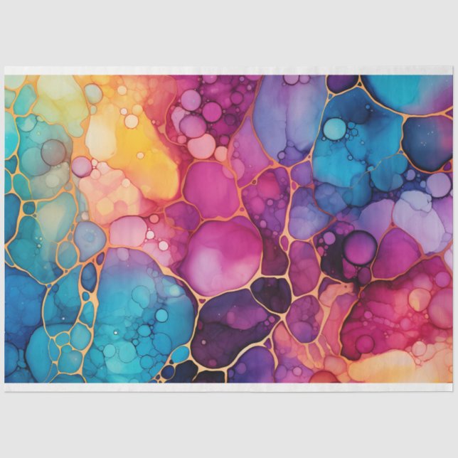 Papel De Seda Um Design da Série de Tinta Alcoólica Arco-íris 3 (Frente )