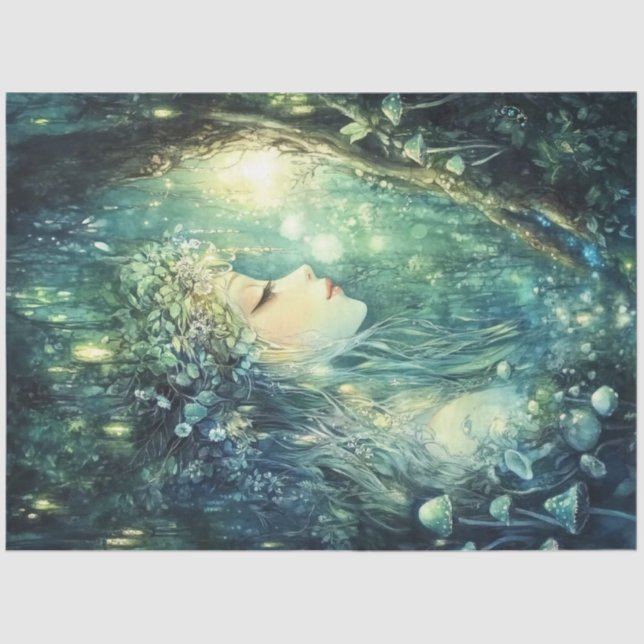 Papel De Seda Um Design da série Emerald Forest Fairy nº 6 (Frente )