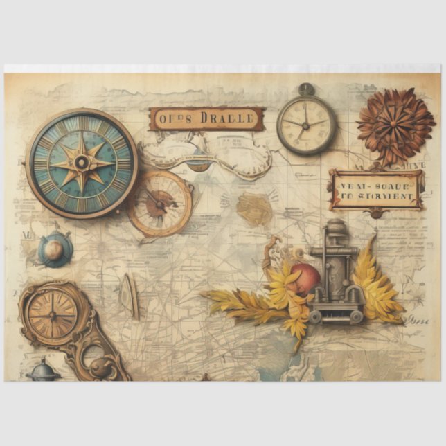 Papel De Seda Um Design da Série Náutica Scrappy 11 (Frente )