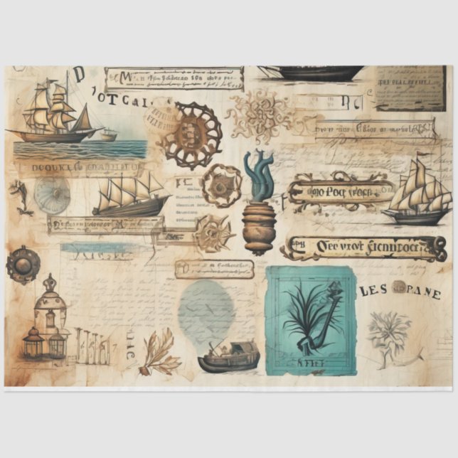 Papel De Seda Um Design da Série Náutica Scrappy 16 (Frente )