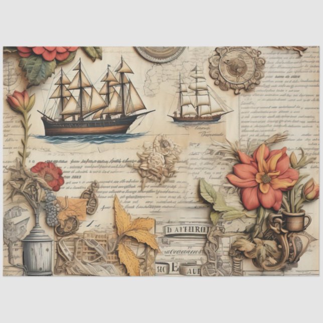 Papel De Seda Um Design da Série Náutica Scrappy 22 (Frente )