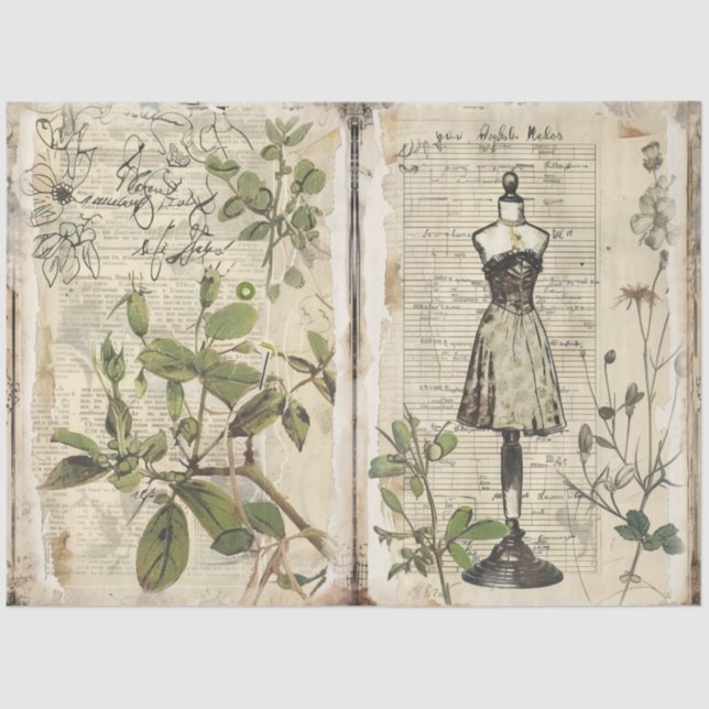 Papel De Seda Um Design de Diário de Sewing Lixo nº 11 (Frente )