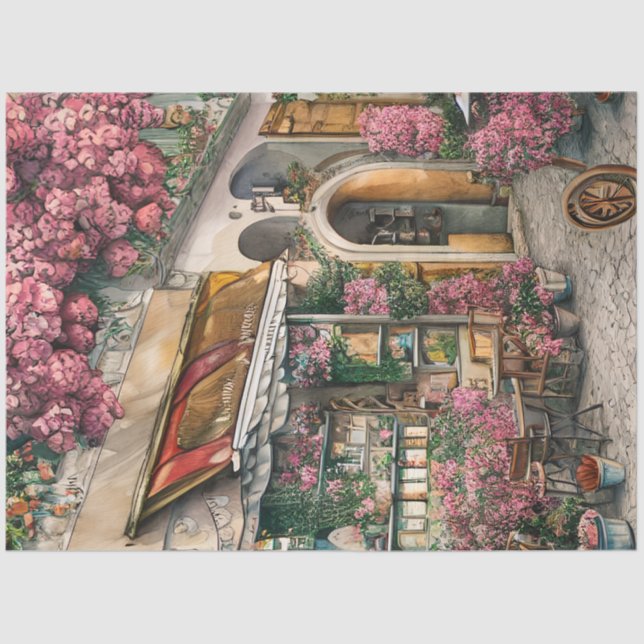 Papel De Seda Um Design de Ephemera, uma cena de rua italiana, 1 (Frente )