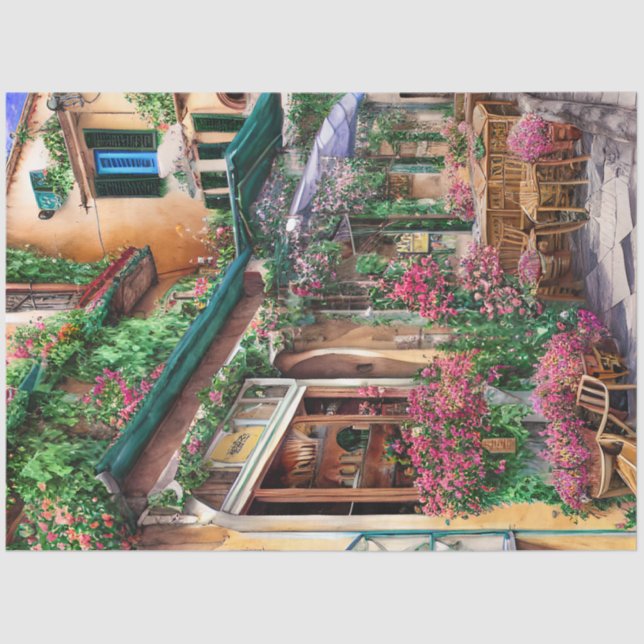 Papel De Seda Um Design de Ephemera, uma cena de rua italiana, s (Frente )