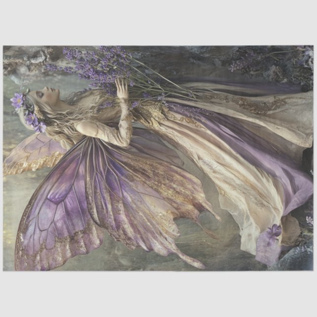 Papel De Seda Um Design de Fada de Lavanda Mística nº 4 (Frente )