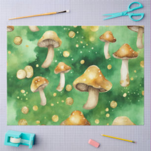 Papel De Seda Um design de série de cogumelo verde e dourado #7