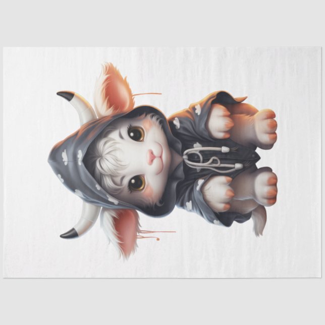 Papel De Seda Um Design de Série de Halloween de uma Vaca Bebê 3 (Frente )