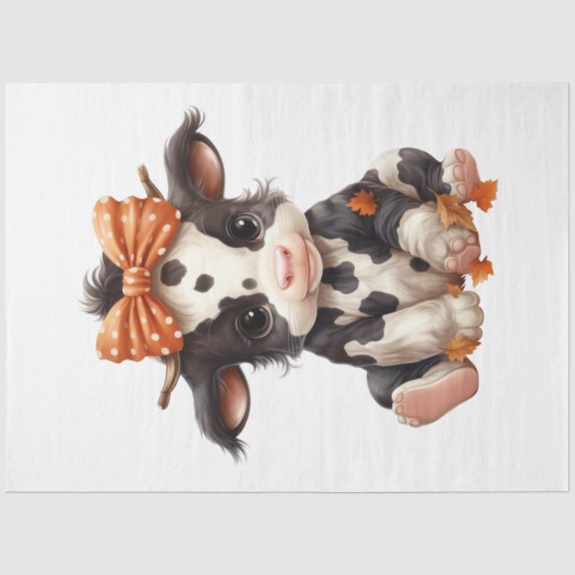 Papel De Seda Um Design de Série de Halloween de uma Vaca Bebê 4 (Frente )