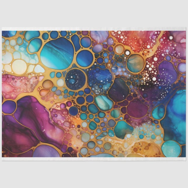 Papel De Seda Um Design de Série de Tinta Alcoólica Arco-íris 6 (Frente )