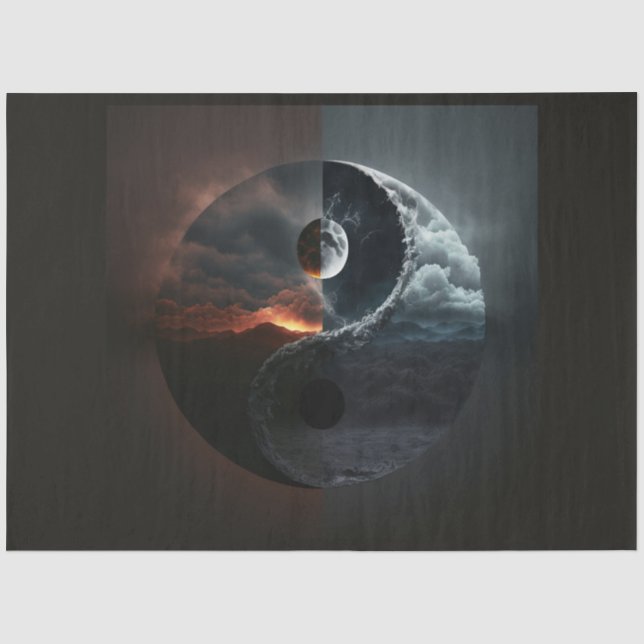 Papel De Seda Um Design de Série Ying Yang Abstrato 4 (Frente )