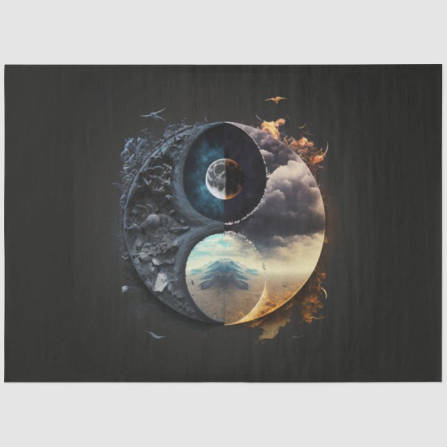 Papel De Seda Um Design de Série Ying Yang Abstrato 8 (Frente )