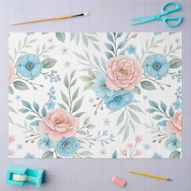 Papel De Seda Um Design Floral Elástico #5 (Arte )